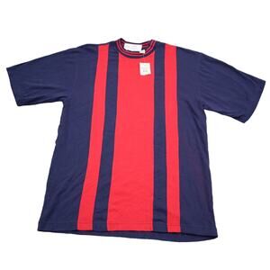 Weekends Shirt Mens M Blue Three Stripe Short Sleeve Crew Neck Casual Top